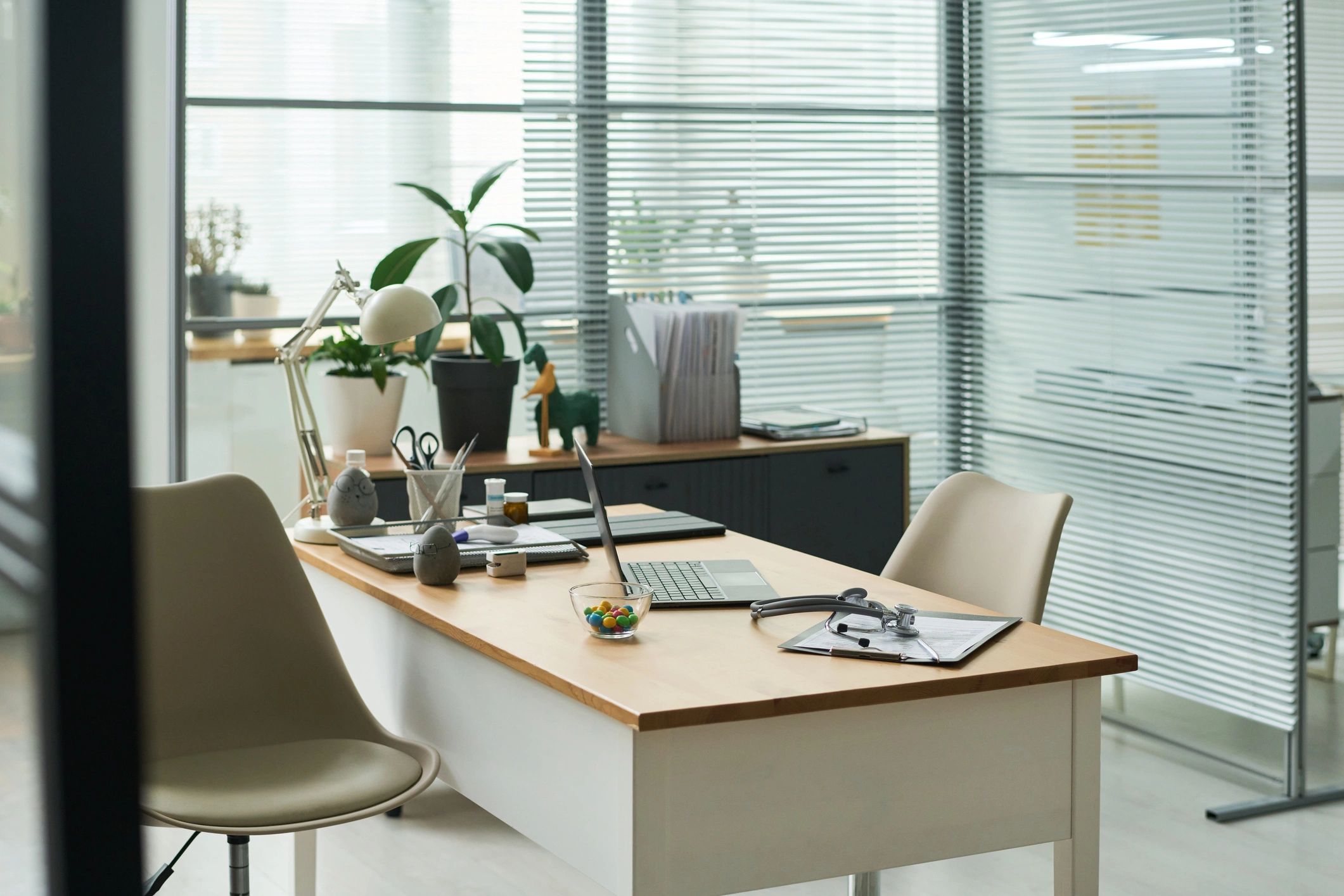 Office workspace representing service providers and operations